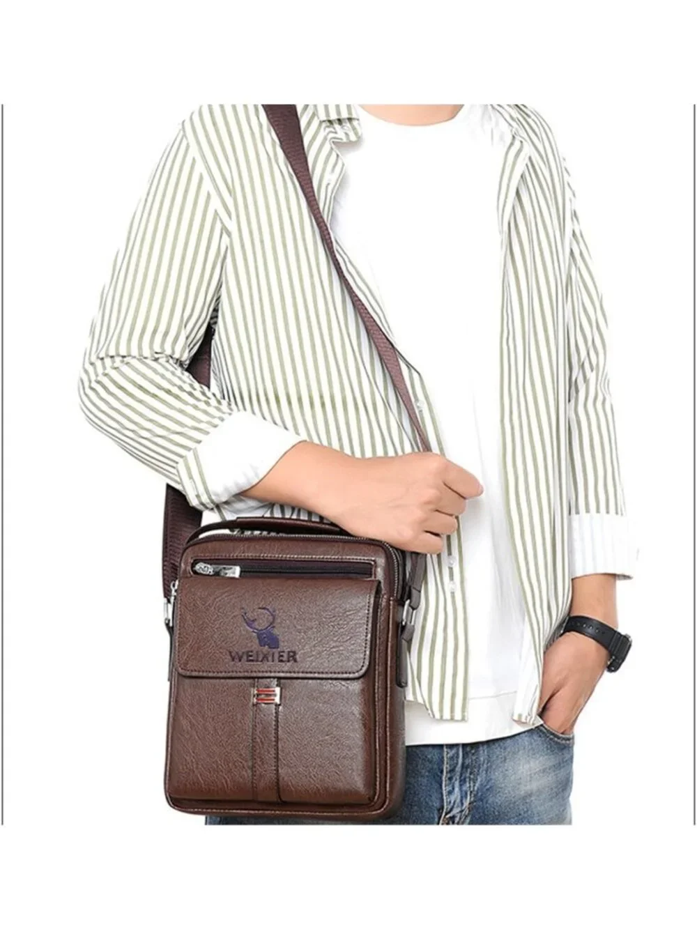 Vintage PU Leather Messenger Bag for Men - Small Crossbody Shoulder Satchel